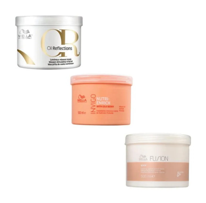 Máscara Wella Oil Reflections, Nutri Enrich e Fusion Repair 500Ml