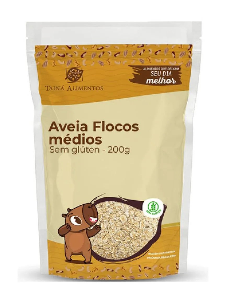 Aveia em Flocos Medios 200G - Taina Alimentos