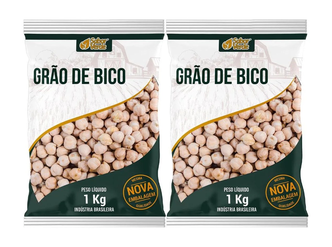 Grão de Bico Organico 2 X 1Kg Sabor Verde
