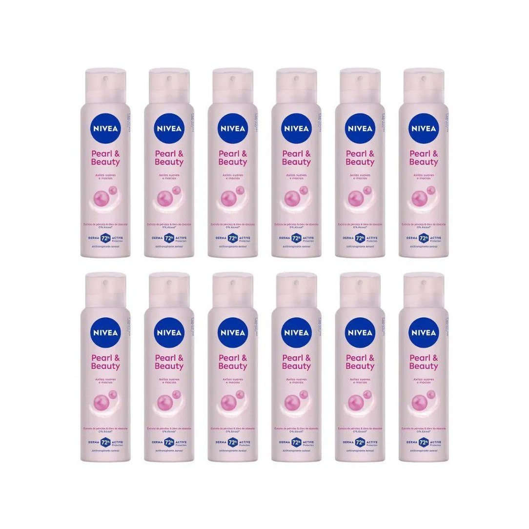 Desodorante Aero Nivea 150Ml Fem Pearl Beauty - Kit C/ 12Un