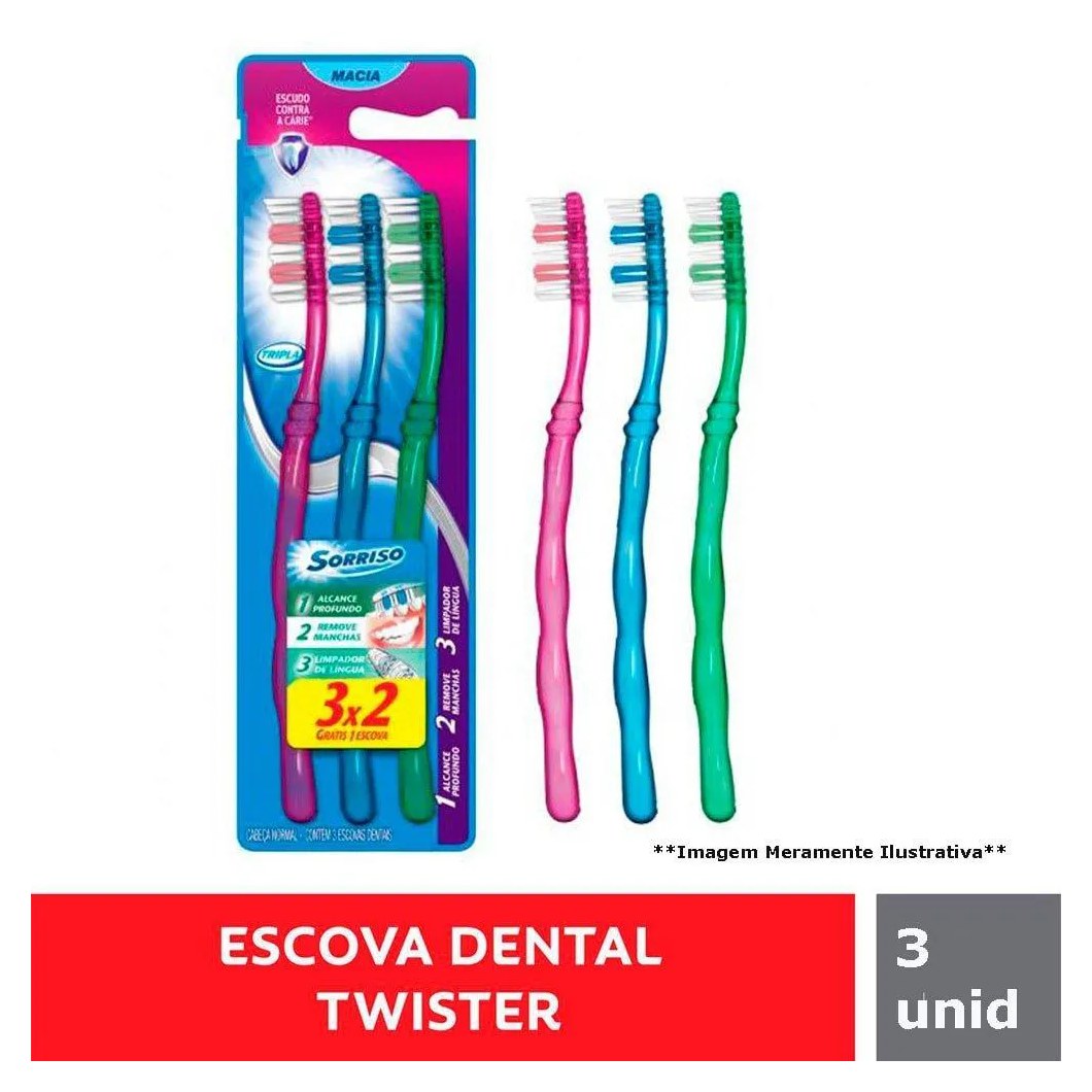 Escova Dental Sorriso Tripla Macia Leve 3 Pague 2