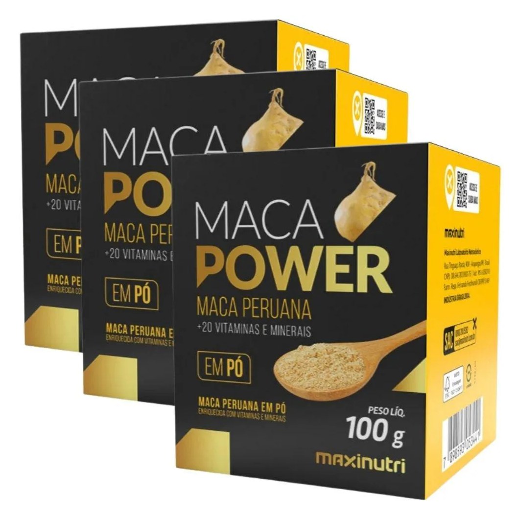 Kit 3X Maca Peruana Power + Vitaminas e Minerais 100G - Maxinutri