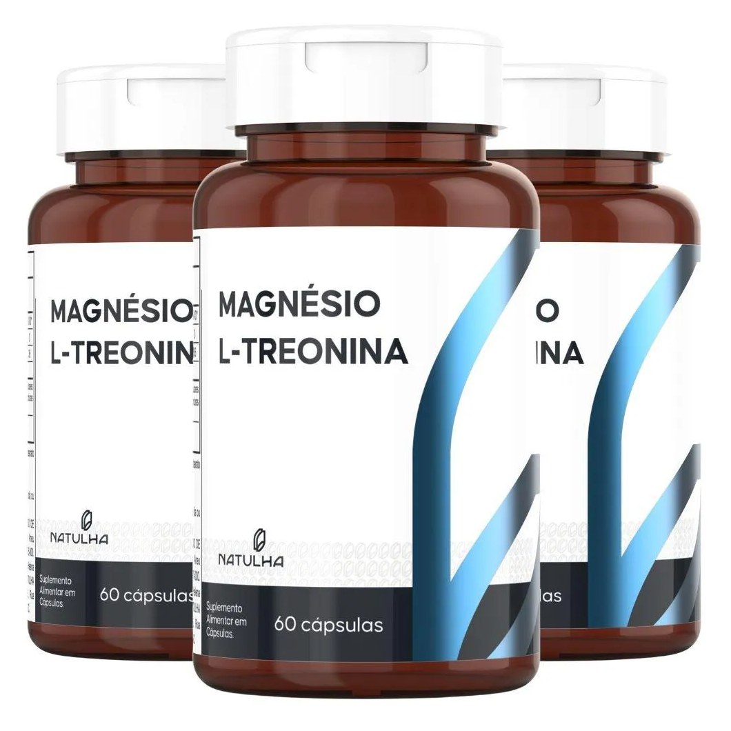 Kit 3X Magnésio L-Treonina (Treonato) 60 Cápsulas - Natulha
