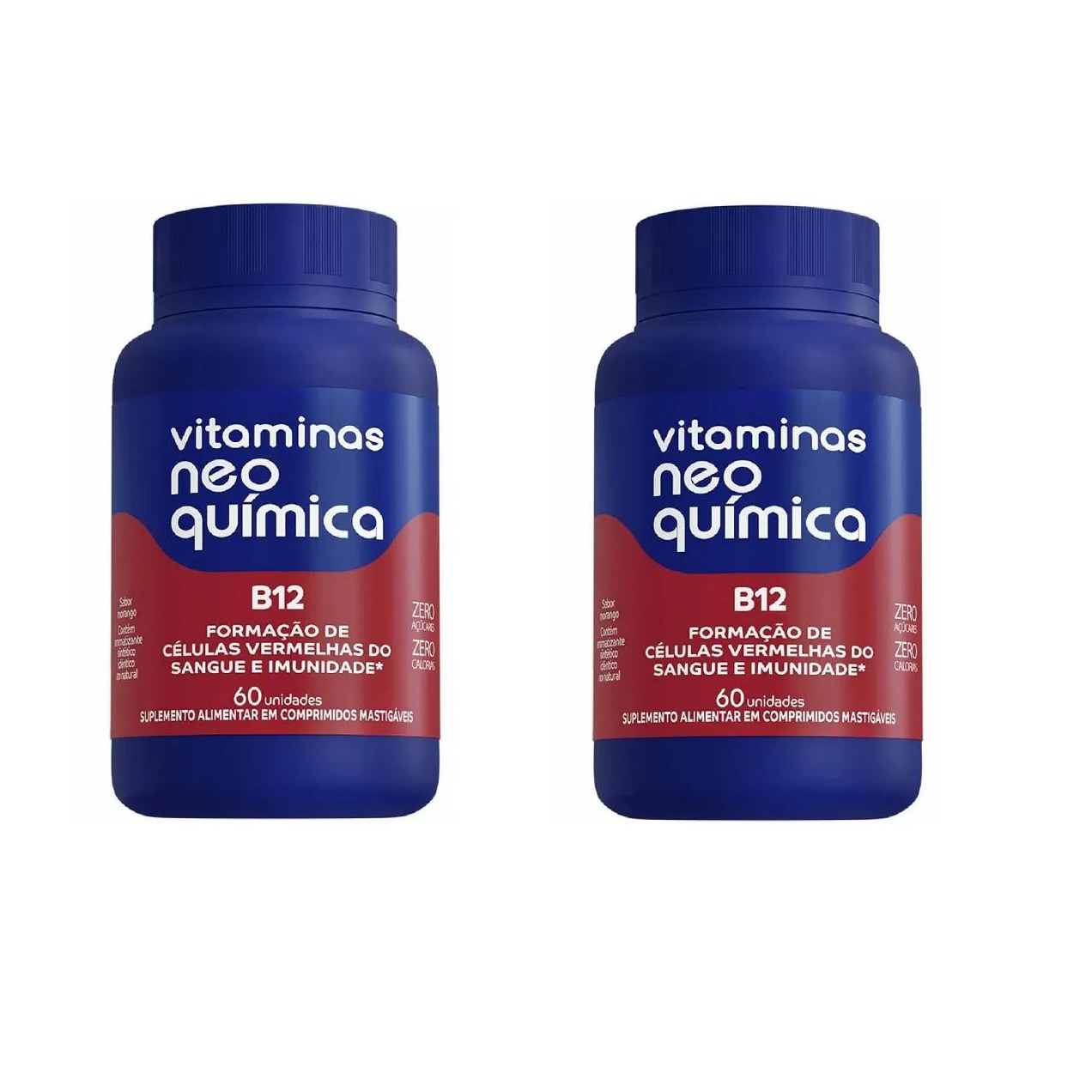Kit 02 Vitaminas B12 Neo Química Sabor Morango 60 Cpr