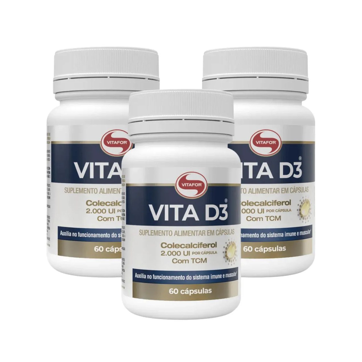 Kit 3 Vita D3 2000Ui 60 Cápsulas Vitafor