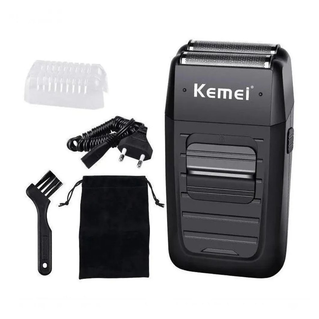 Barbeador Km-1102 Shaver Elétrico sem Fio Kemei 2 Lâminas