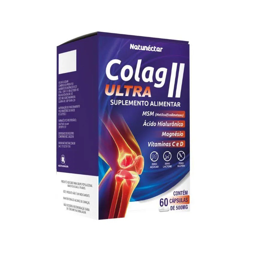 Colageno Tipo 2 Ultra Premium Fórmula Exclusiva Artrite Artrose Tendões Joelho Coluna 60 Cápsulas