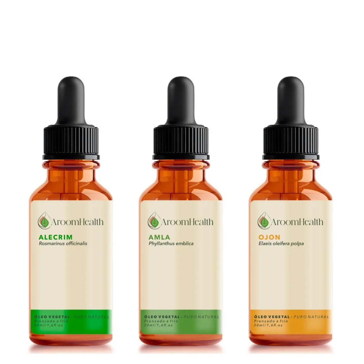Kit Óleos Vegetais de Alecrim, Amla, Ojon P Olpa/batana -30 Ml Cada
