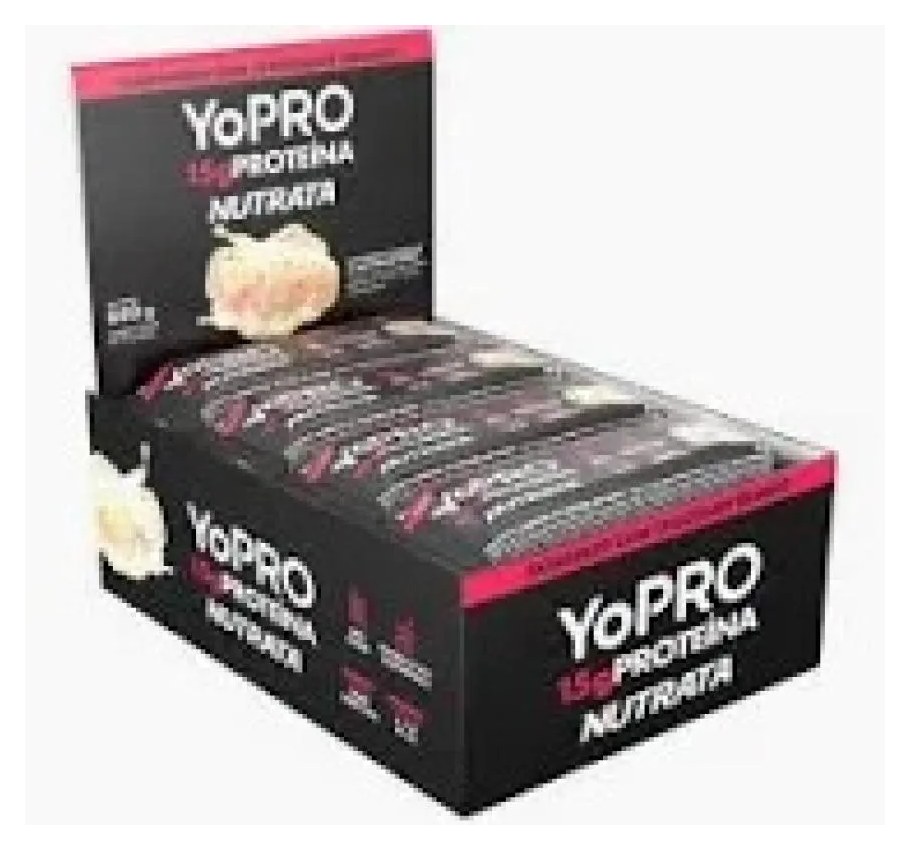 Yopro Barra (12 Unidades de 55G) - Sabor: Morango C/ Chocolate Branco