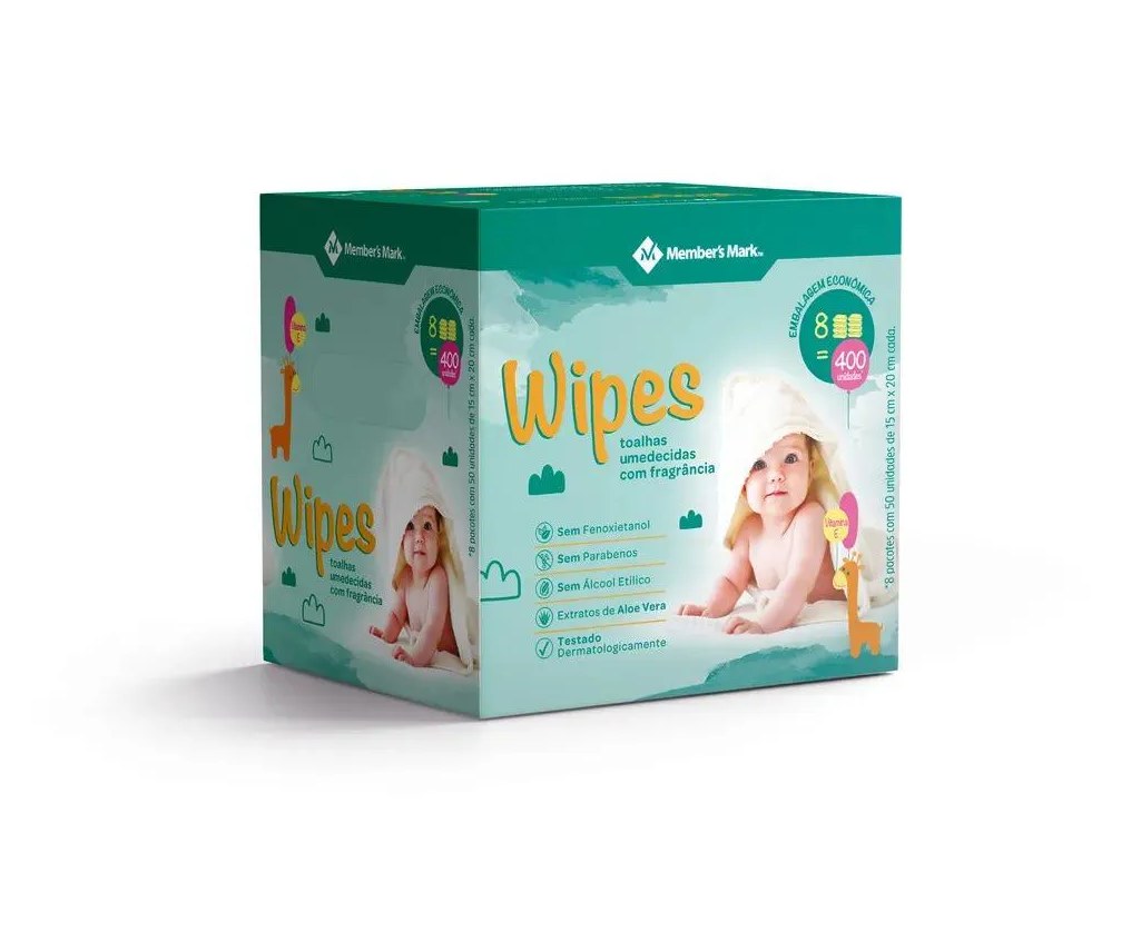 Toalhas Umedecidas Wipes com Fragrância Embalagem C/ 400 Un