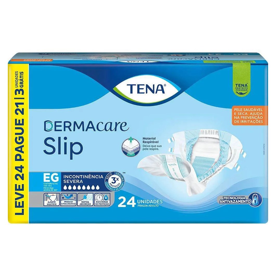 Fralda Geriátrica Tena Slip Dermacare Eg Leve 24 Pague 21 Unidades