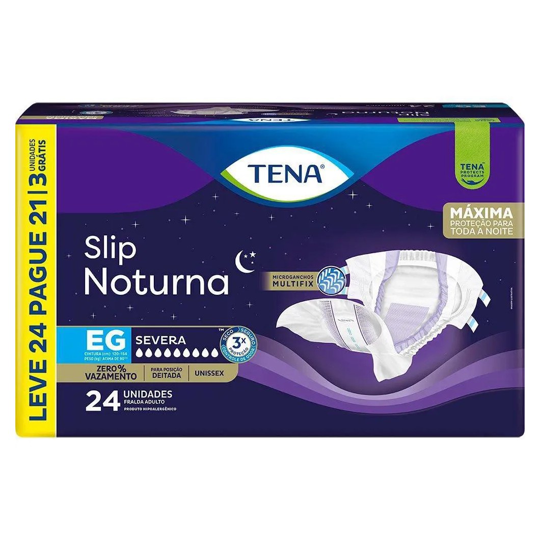 Fralda Geriátrica Tena Slip Noturna Eg Leve 24 Pague 21 Unidades