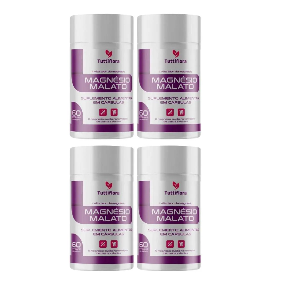 Kit 4x Magnésio Malato 60 Cápsulas Tuttiflora