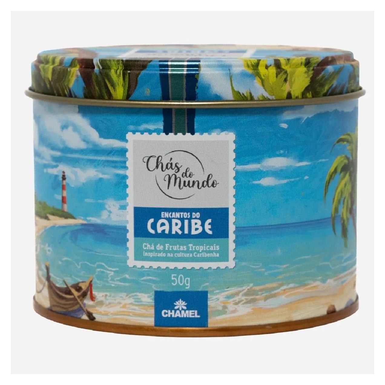 Chás do Mundo Lata Encantos do Caribe 50G Frutas Tropicais - Chamel