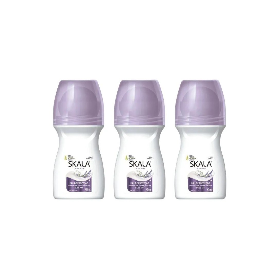 Desodorante Roll-On Skala 60Ml Feminino Lavanda - Kit C/ 3Un
