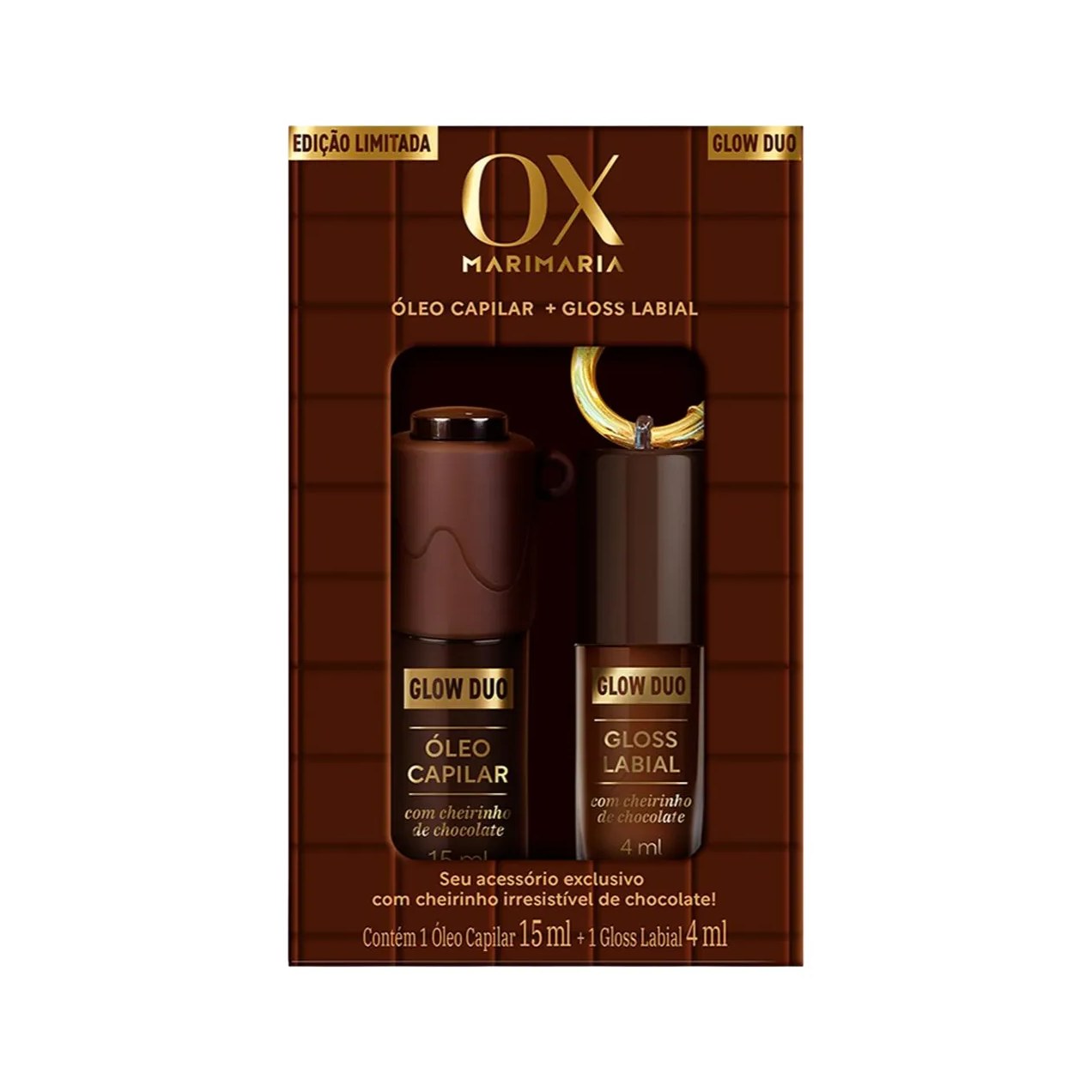 Kit OX Chocolate Óleo Capilar 15ml + Gloss Labial 4ml