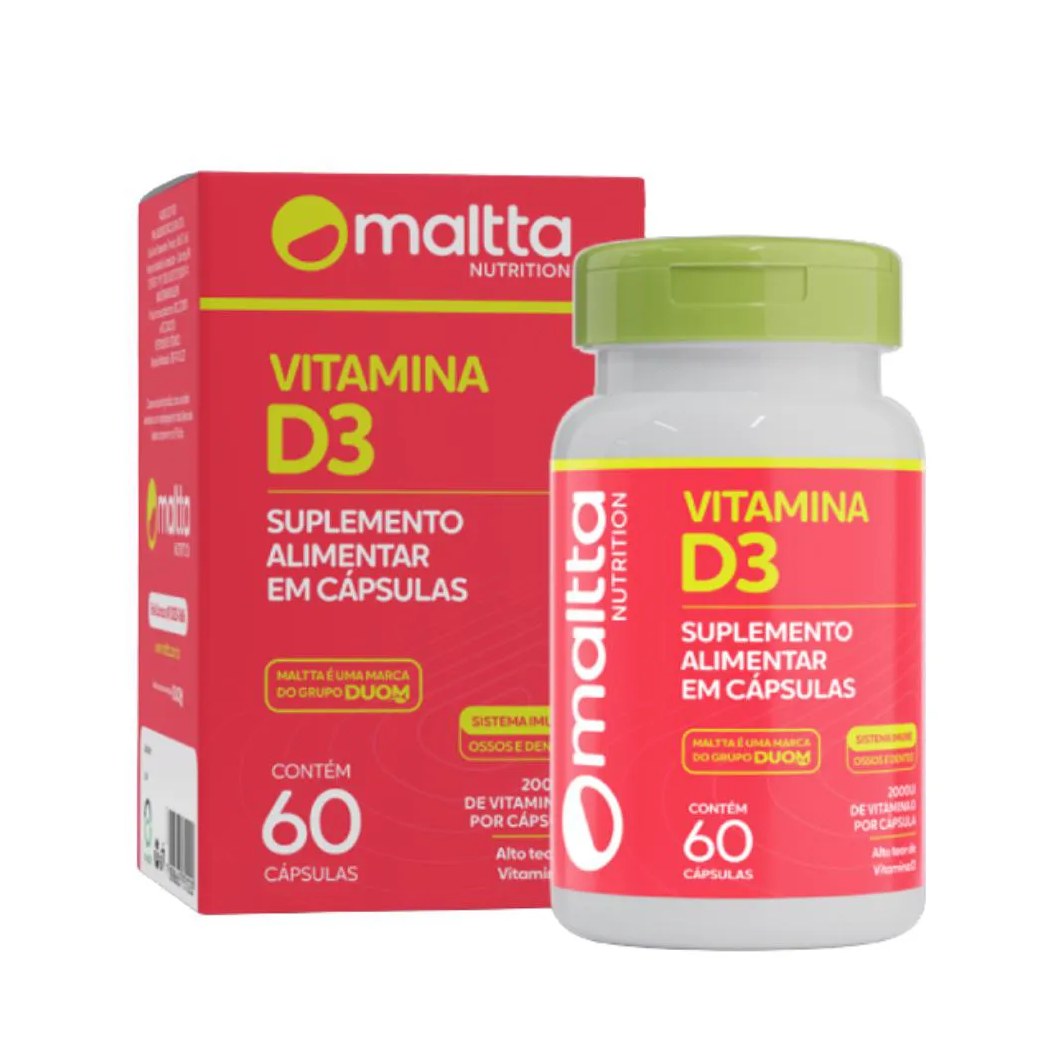 Vitamina D3 2000Ui Duom/Maltta 60 cápsulas - Suporte Ósseo e Imunidade