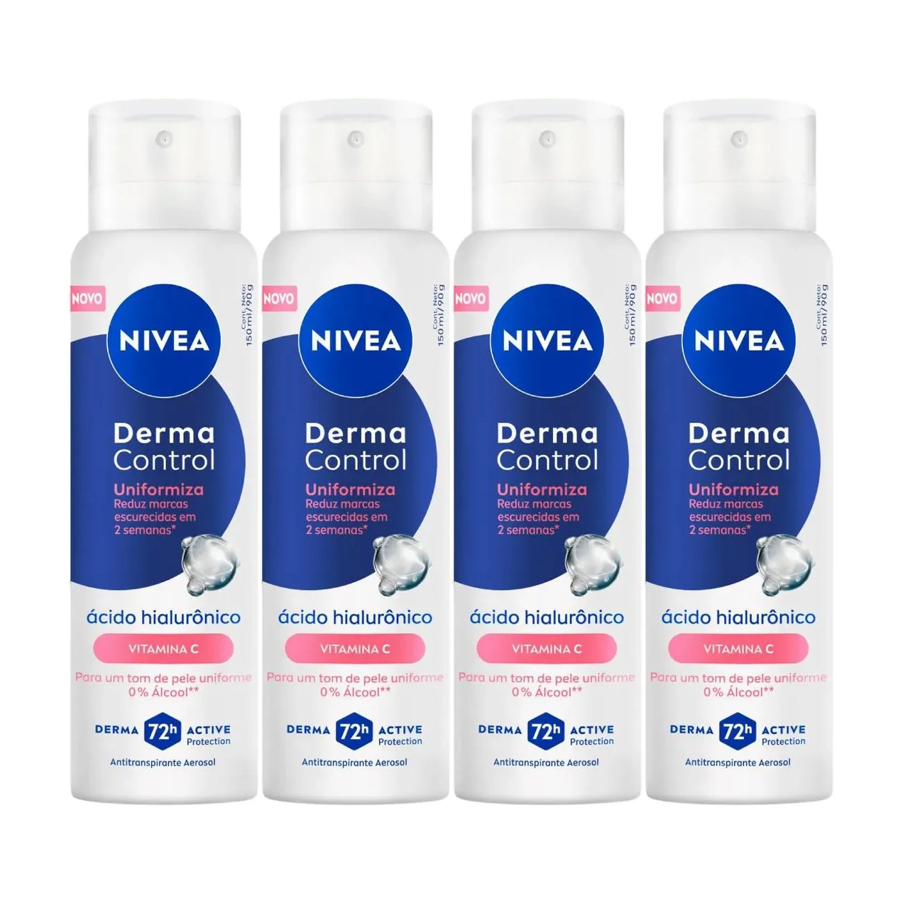 Kit Desodorante Antitranspirante Aerossol Nivea Derma Control Uniformiza 150ml 4 unidades