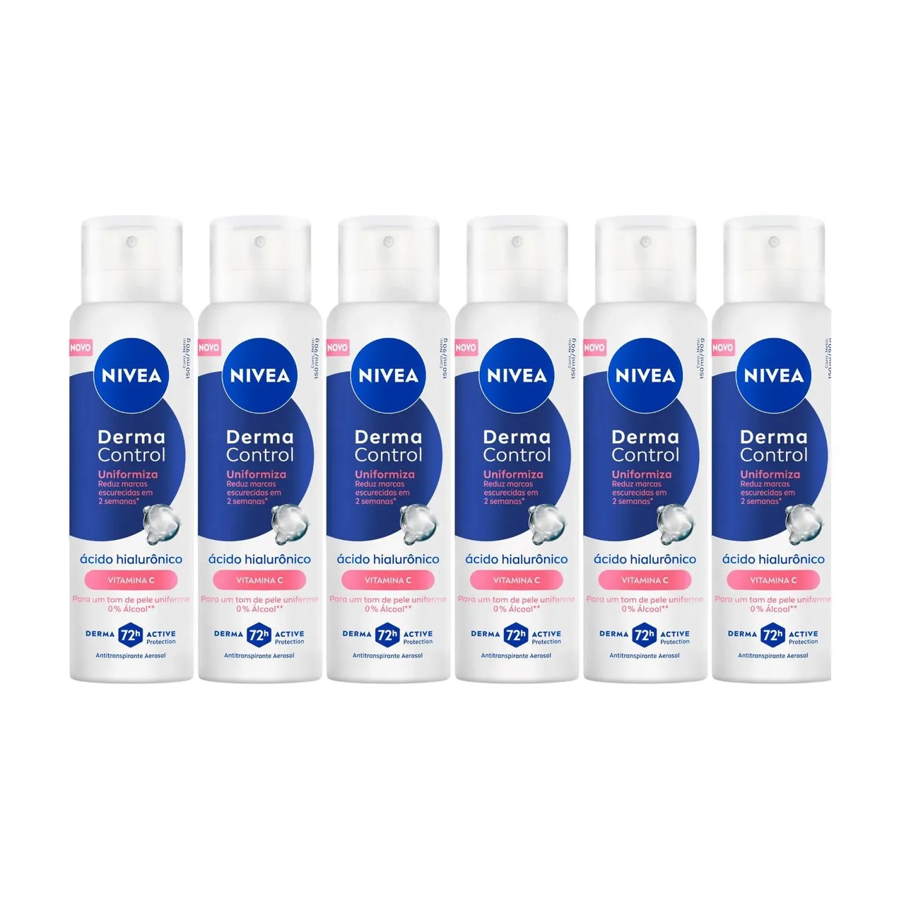 Kit Desodorante Antitranspirante Aerossol Nivea Derma Control Uniformiza 150ml 6 unidades