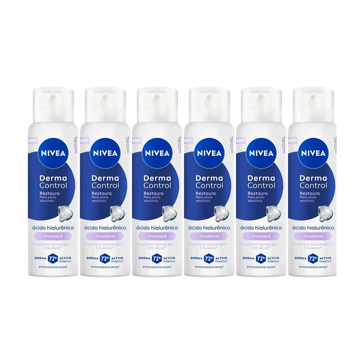 Kit Desodorante Antitranspirante Aerossol Nivea Derma Control Restaura 150ml 6 unidades