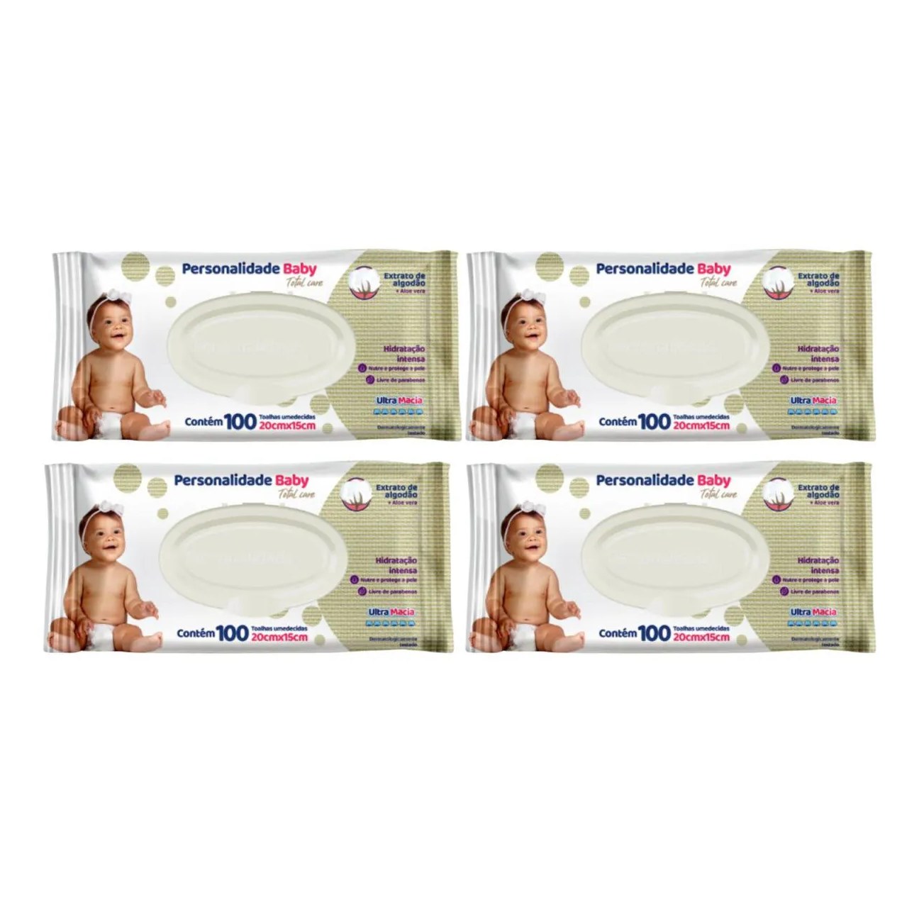 Kit C4 Lenço Umedecido Total Care C100 - Personalidade Baby