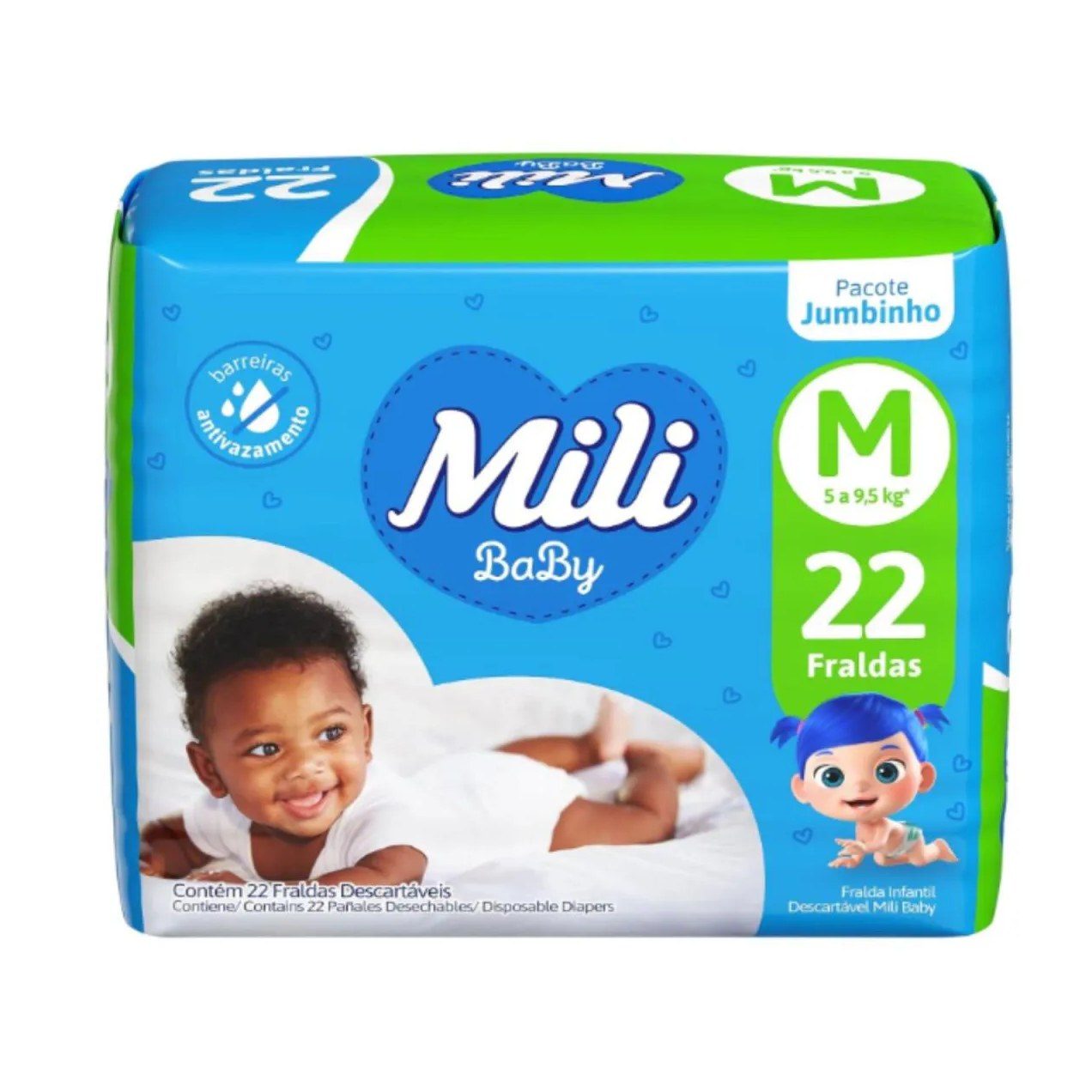 Fralda Jumbinho M 22 Unidades Conforto e Proteção – Mili