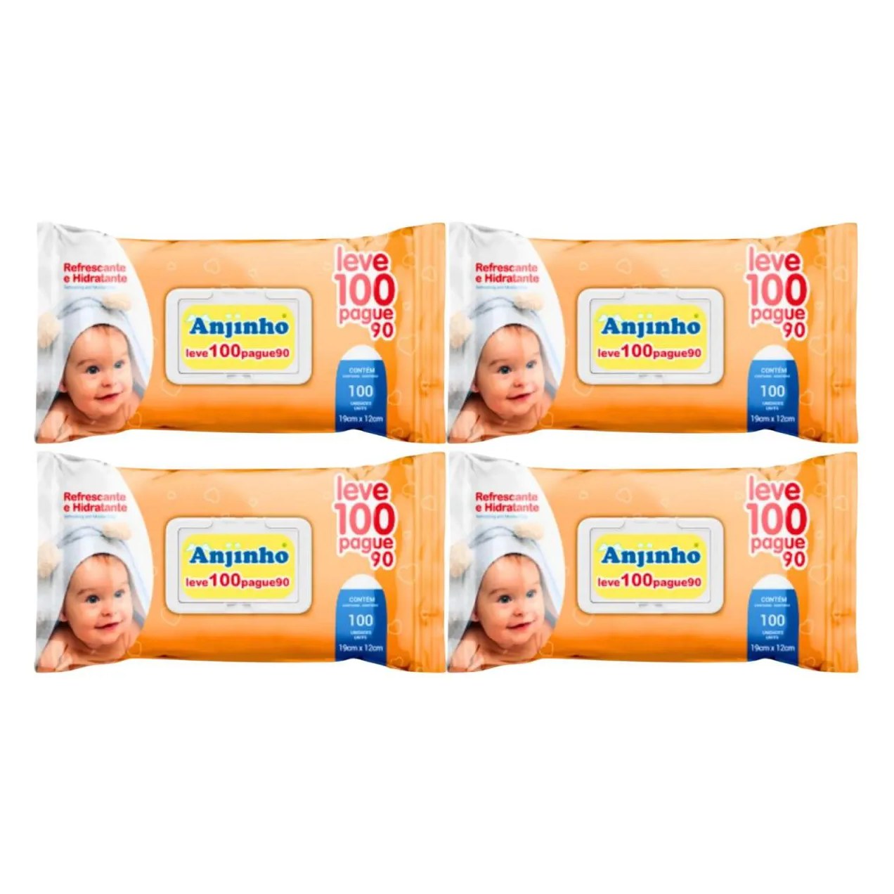 Kit C4 Lenço Umedecido Anjinho Leve 100 Pague 90