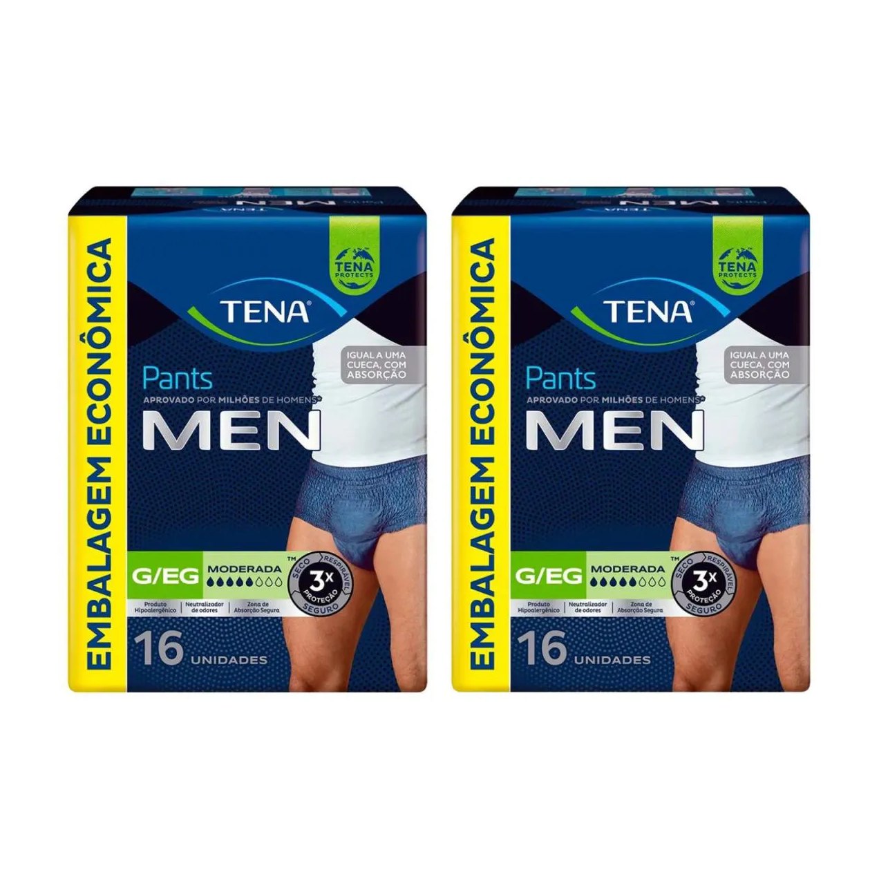Kit C2 Fralda Geriátrica Tena Pants Men Mega G/Eg com 16