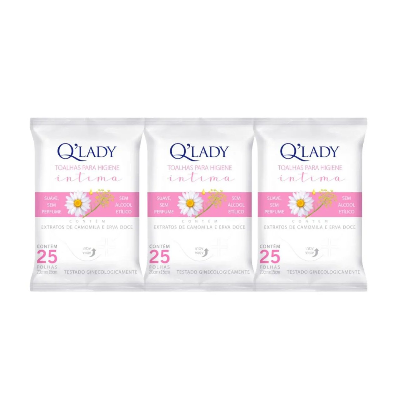 Kit C3 Toalhas Íntimas Limpeza Suave e sem Perfume - Q Lady