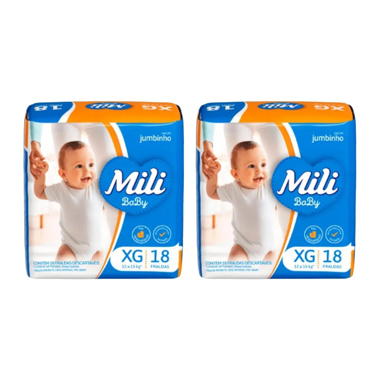 Kit C2 Fralda Descartável Infantil Xg Jumbinho - Mili Baby