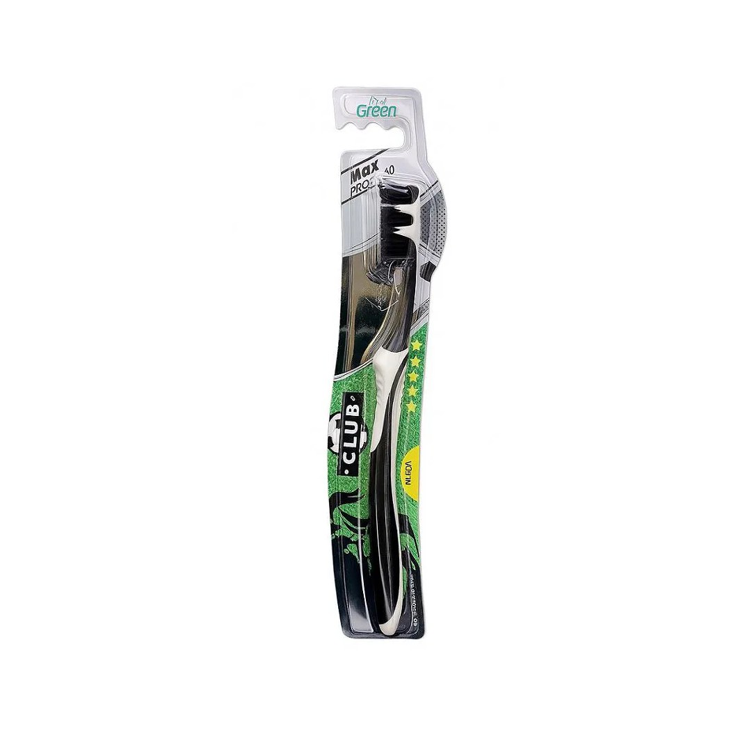 Escova Dental Adulto Preta Macia Max Proteção Club Green