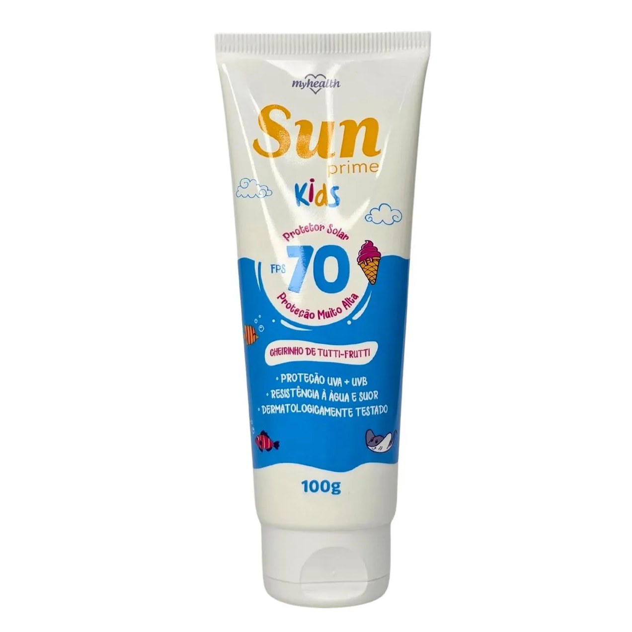 Protetor Solar Fps 70 Kids Cheirinho de Tutti-Frutti Sun Prime My Health 100G