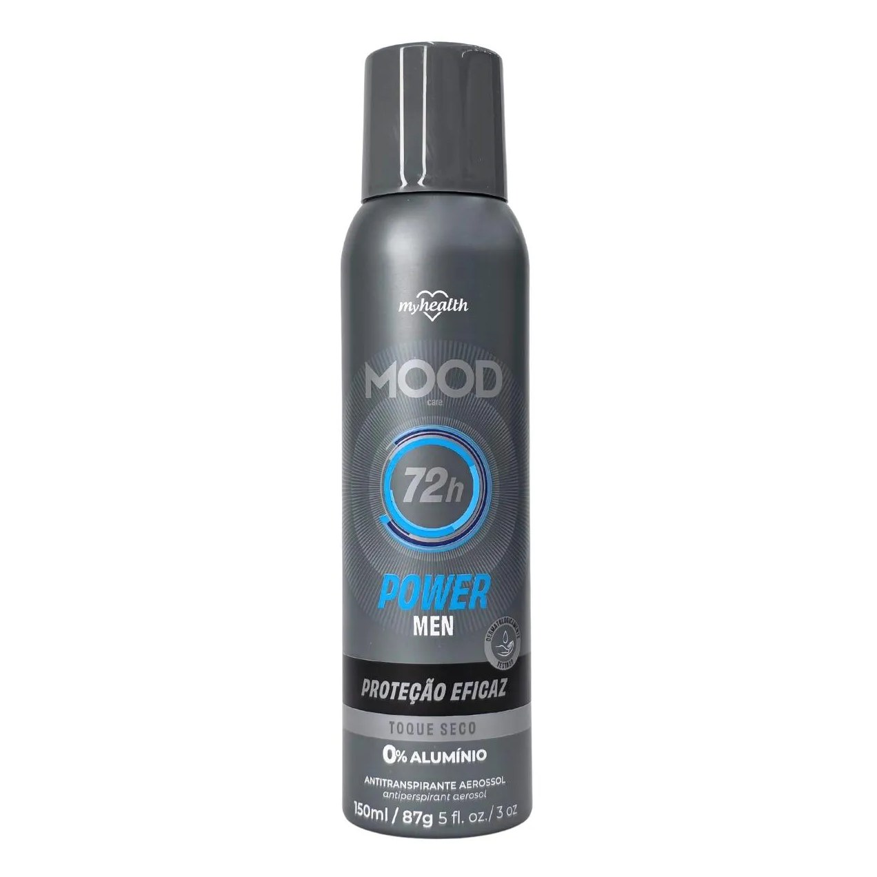 Desodorante Antitranspirante Aerossol sem Alumínio Power Men Mood Care My Health 150Ml / 87G