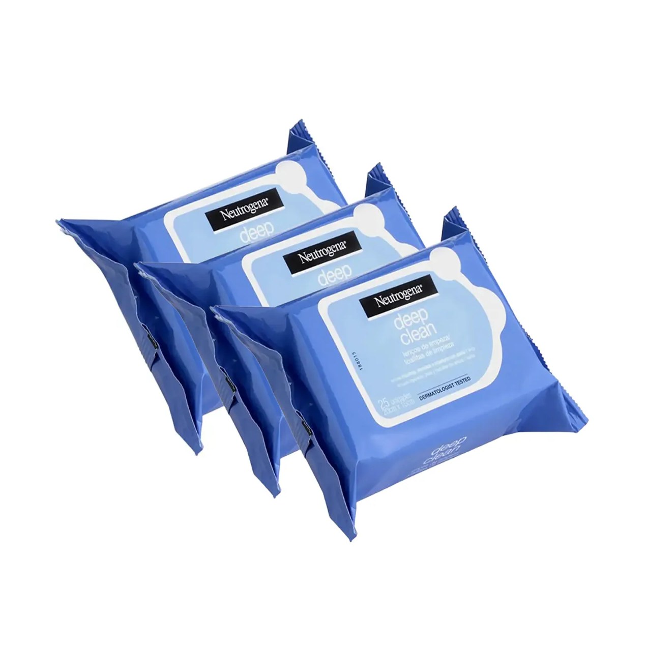Kit Lenço Demaquilante Neutrogena Deep Clean 25 Unidades 3 Pacotes