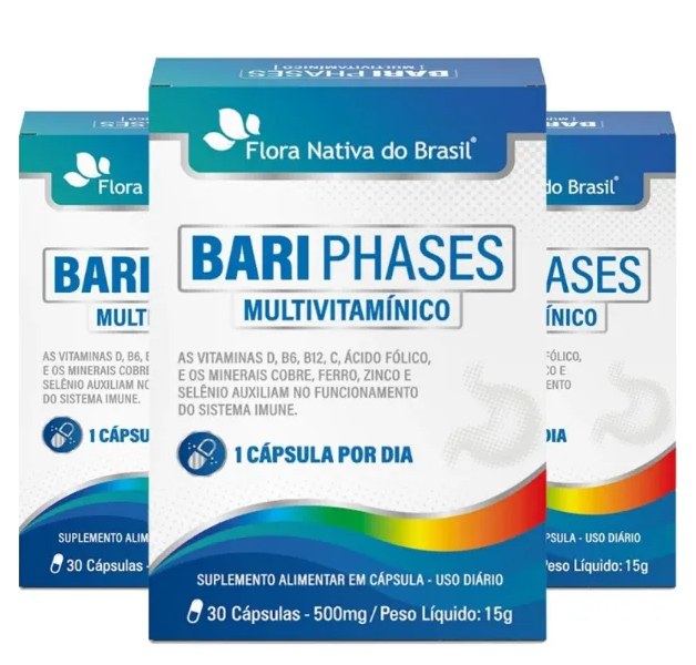KIT 3X Bari Phases Multivitamínico 30 cápsulas - Flora Nativa