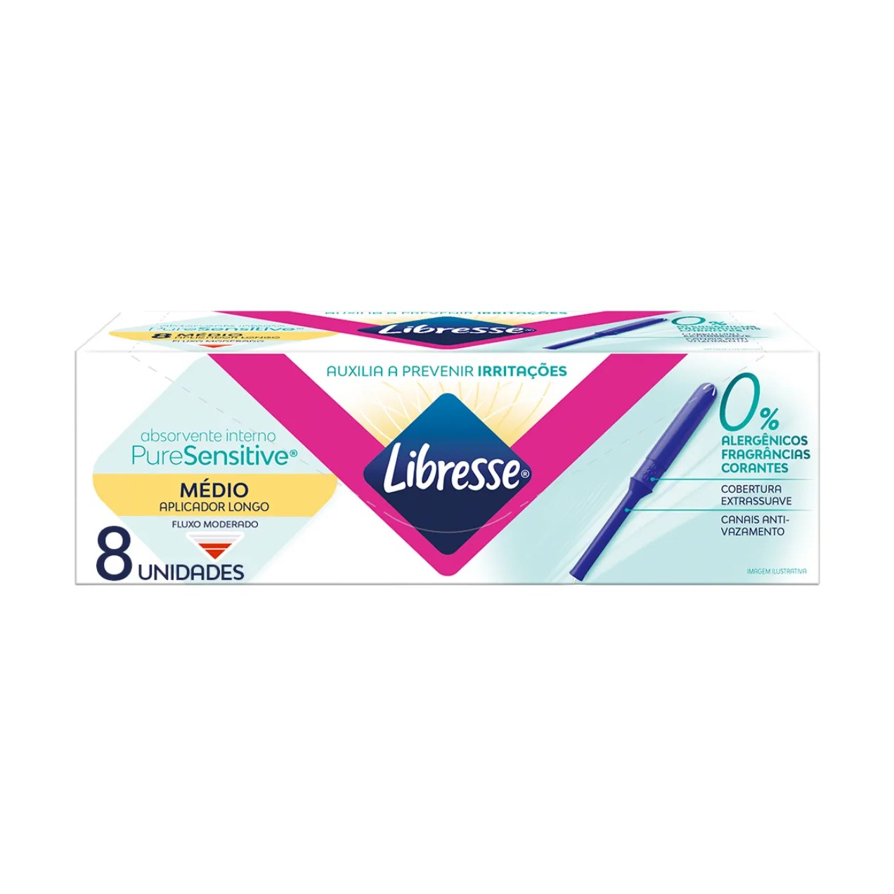 Absorvente Interno Libresse Pure Sensitive Médio com Aplicador Longo 8 Unidades