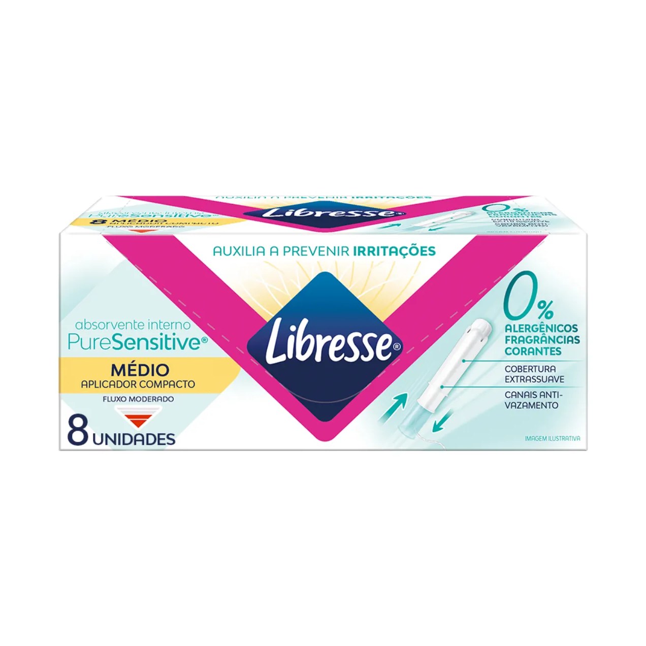 Absorvente Interno Libresse Pure Sensitive com Aplicador Compacto Médio 8 Unidades