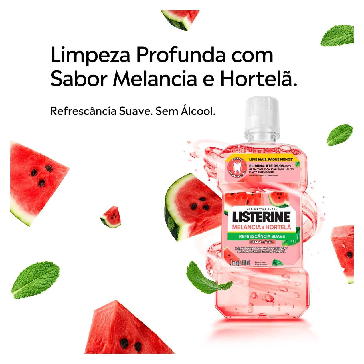 Enxaguante Bucal Sem Álcool Listerine Melancia & Hortelã 500ml