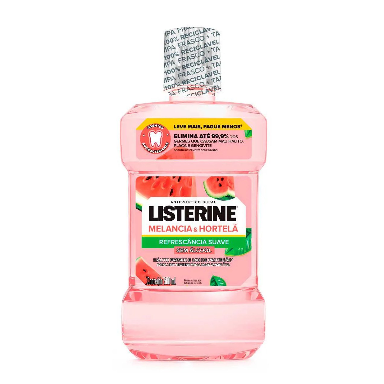 Enxaguante Bucal Sem Álcool Listerine Melancia & Hortelã 500ml