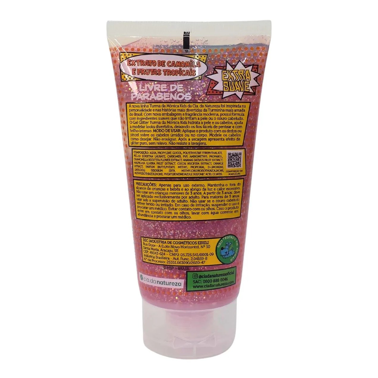 Gel Glitter Corpo e Cabelo Extrato de Camomila e Frutas Tropicais Turma da Mônica Kids Cia. da Natureza 180G
