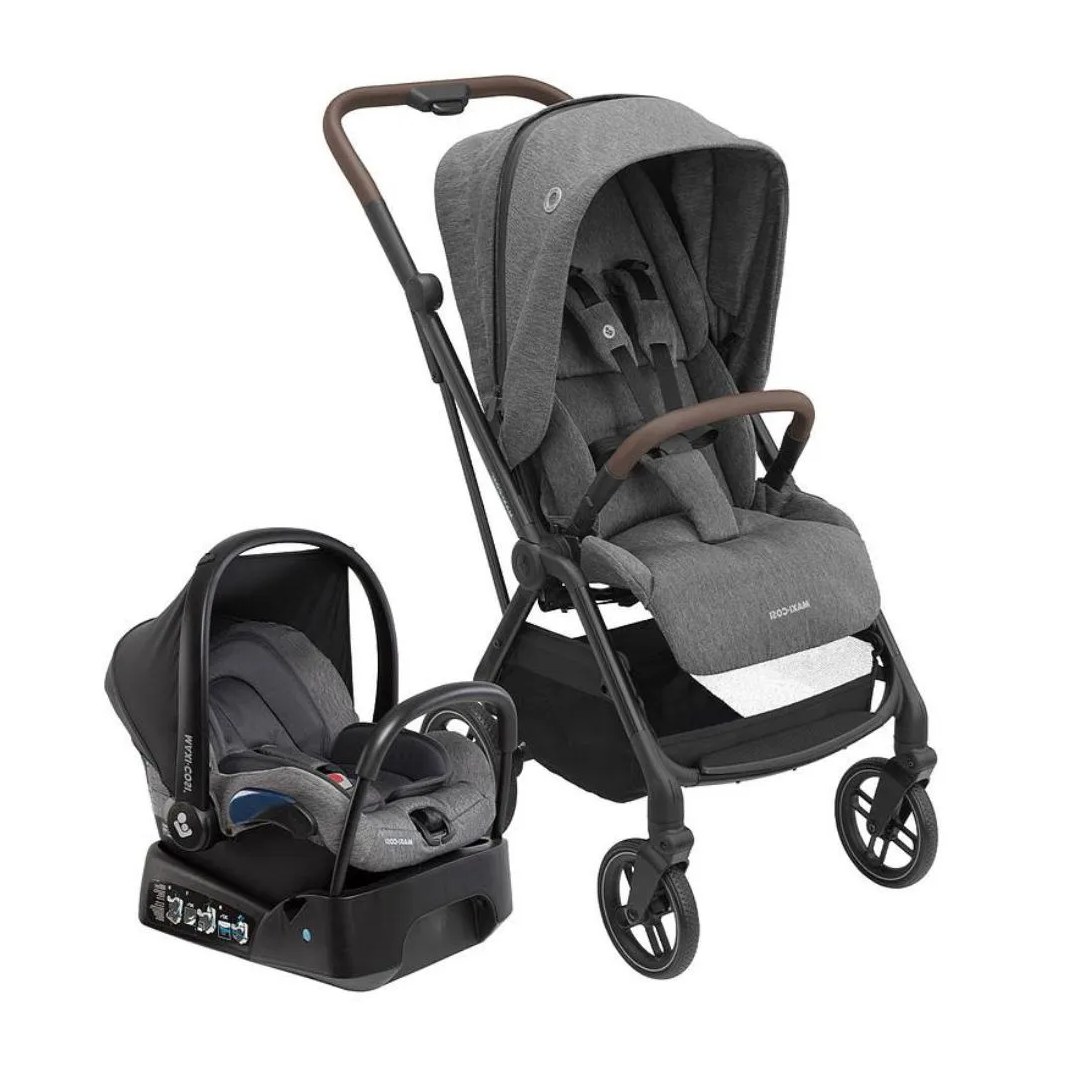 Carrinho com Bebê Conforto Travel System Leona2 Trio Select Grey - Maxi-Cosi