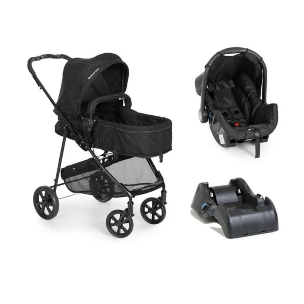 Carrinho de Bebê Travel System Trio Napoli Preto e Cobre - Galzerano