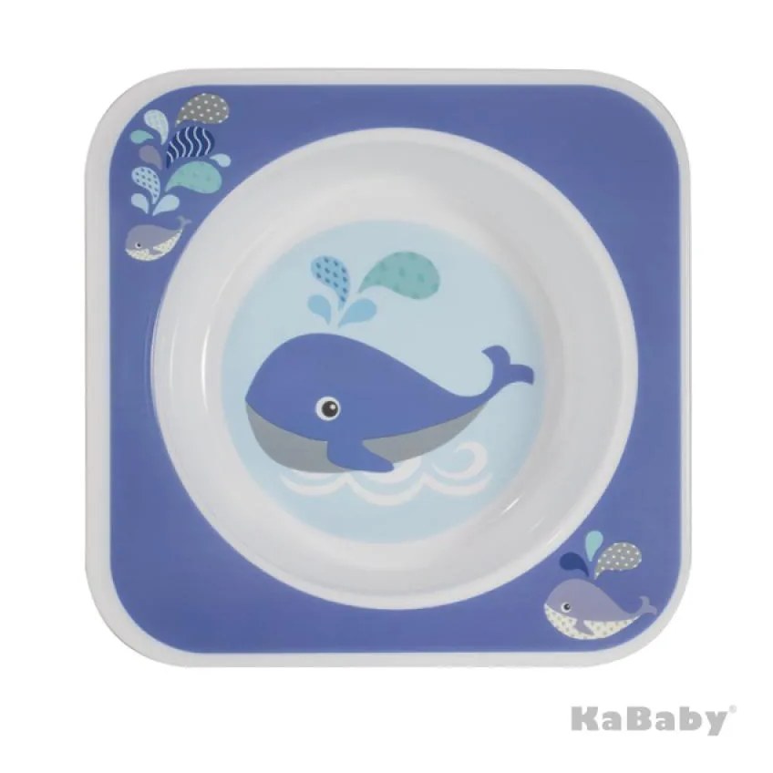 Prato Bowl Quadrado Baleia Azul - Kababy