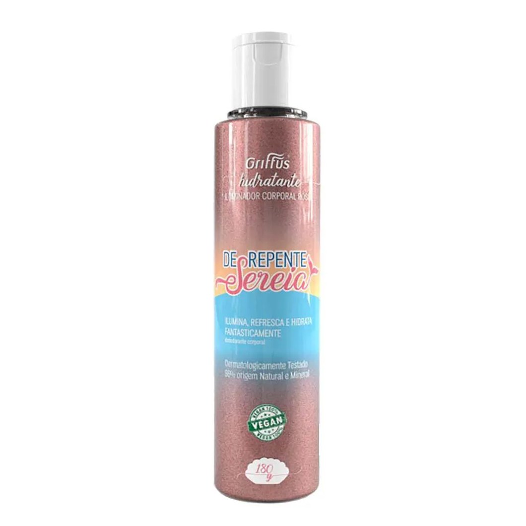 Iluminador Corporal Rose de Repente Sereia Griffus Cosméticos 180g