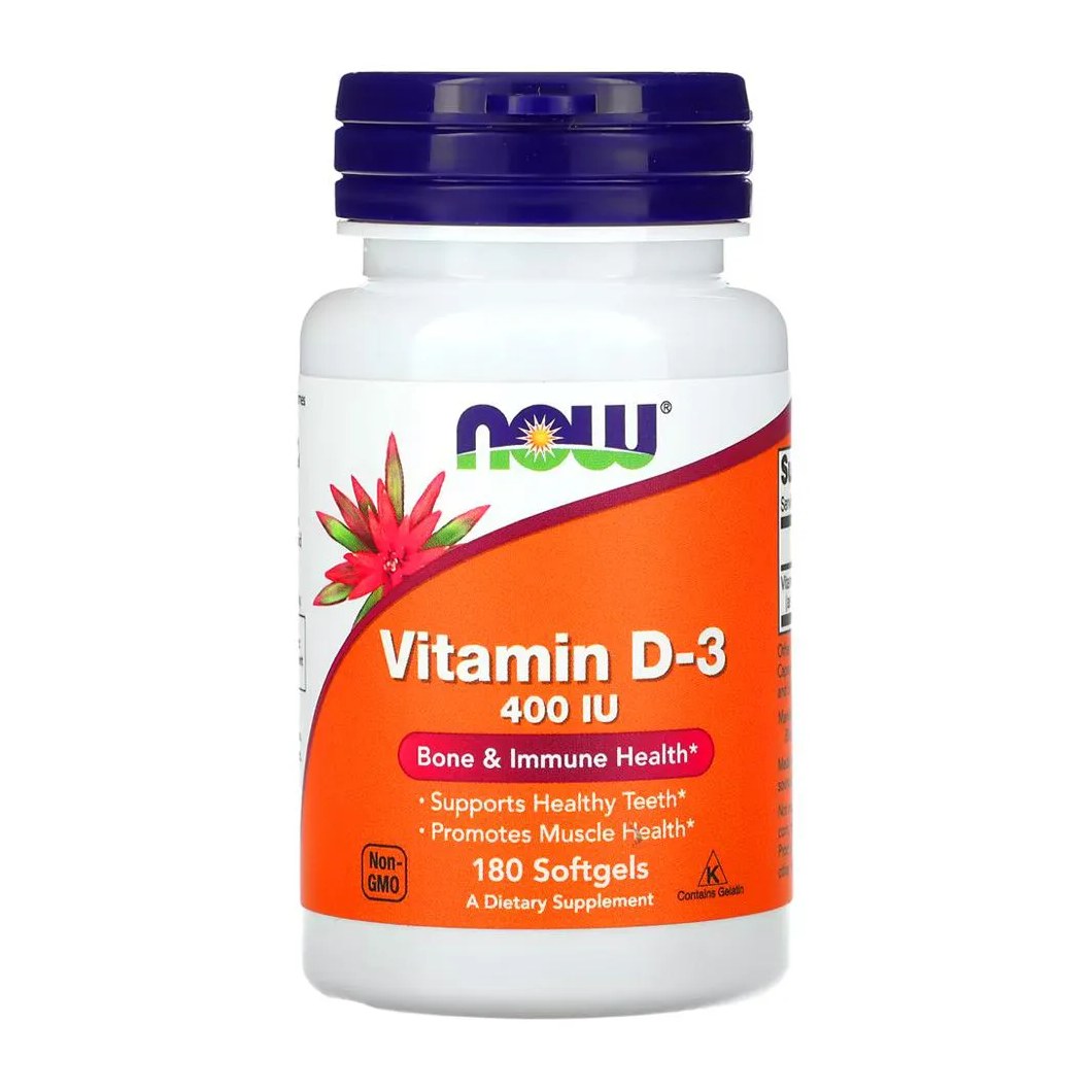 Vitamina D-3 Now Foods 400 Iu 180 Caps Softgels - no Brasil