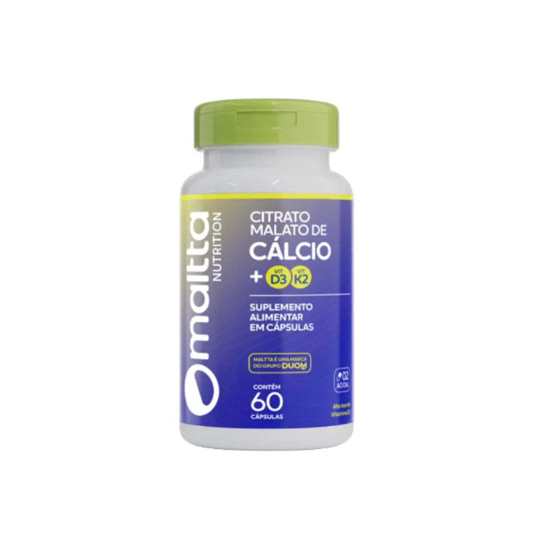 Citrato Malato de Cálcio + Vitamina D3+K2 C/60 cápsulas - Maltta/Duom