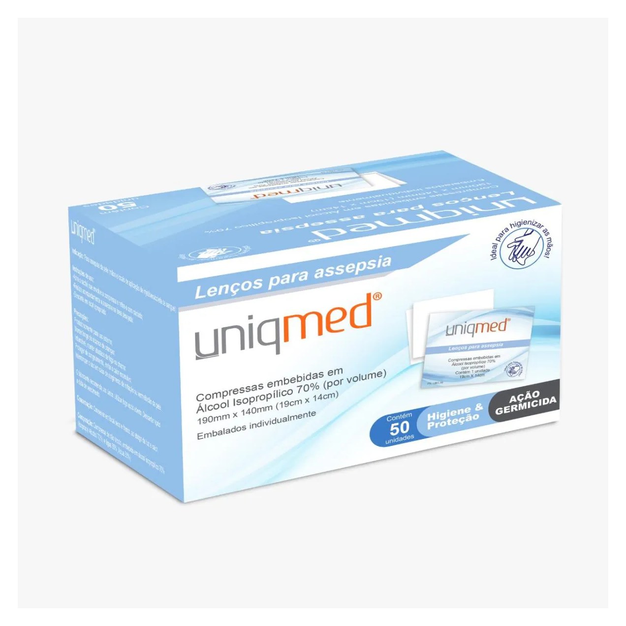 Lenço Assepsia Uniqmed Cx 50Un 19X14Cm
