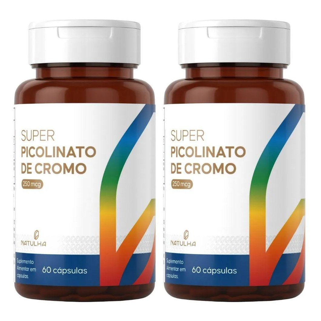 Kit 2X Super Picolinato de Cromo 250Mcg 60 Cápsulas - Natulha
