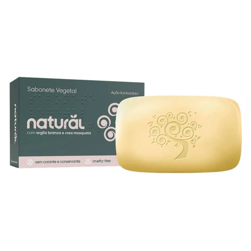 Sabonete em Barra Natural com Argila Branca e Óleo de Rosa Mosqueta 80G - Orgânico Natural