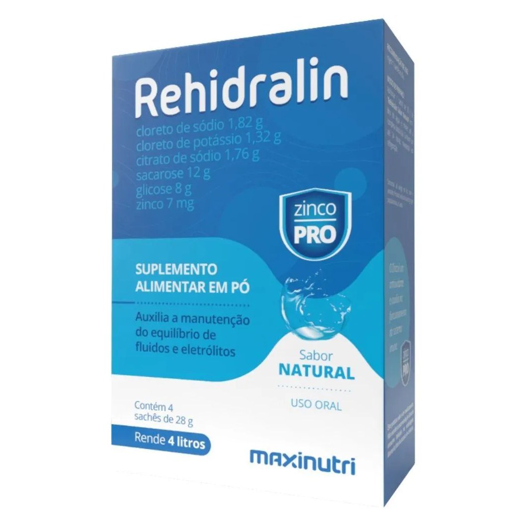 Rehidralin (Repositor de Eletrólitos) 4 Sachês - Maxinutri Natural